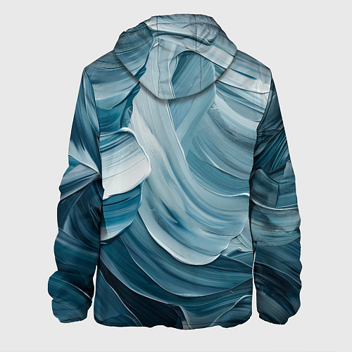 Мужская куртка Синяя краска импасто / 3D-Белый – фото 2