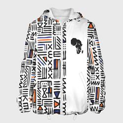 Куртка с капюшоном мужская Африканский узор, цвет: 3D-белый