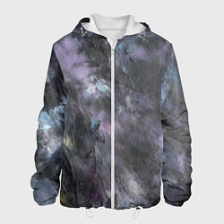 Куртка с капюшоном мужская Абстракция - dark blue oil painting, цвет: 3D-белый
