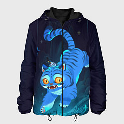 Куртка с капюшоном мужская Blue tiger and a six eyed magpie, цвет: 3D-черный
