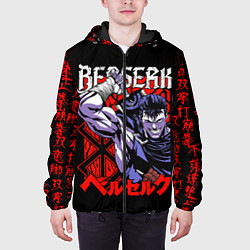Куртка с капюшоном мужская Берсерк и иероглифы, цвет: 3D-черный — фото 2