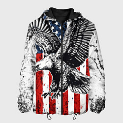 Куртка с капюшоном мужская Орел на фоне американского флага USA, цвет: 3D-черный
