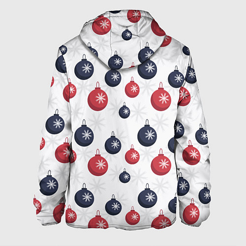 Мужская куртка Синие и красные новогодние шары со снежинками / 3D-Белый – фото 2