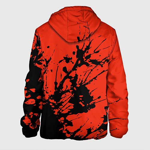 Мужская куртка Взрыв чёрной краски на красно-оранжевом / 3D-Черный – фото 2