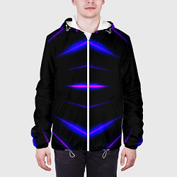 Куртка с капюшоном мужская Color black neon stripes, цвет: 3D-белый — фото 2