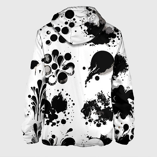 Мужская куртка Чёрно-белые кляксы - абстракция / 3D-Белый – фото 2