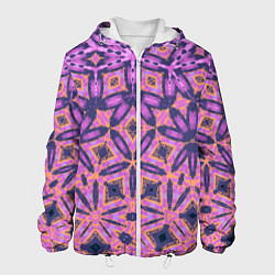 Куртка с капюшоном мужская Фиолетовая геометрическая метаморфоза, цвет: 3D-белый