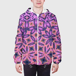 Куртка с капюшоном мужская Фиолетовая геометрическая метаморфоза, цвет: 3D-белый — фото 2