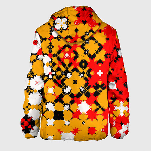Мужская куртка Красно-желтая геометрическая абстракция / 3D-Белый – фото 2