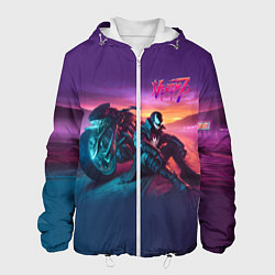 Куртка с капюшоном мужская Venom near his motorcycle - ai art fantasy, цвет: 3D-белый