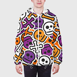 Куртка с капюшоном мужская Funny skulls, цвет: 3D-белый — фото 2