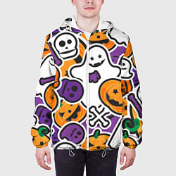 Куртка с капюшоном мужская Улыбки хэллоуина, цвет: 3D-белый — фото 2