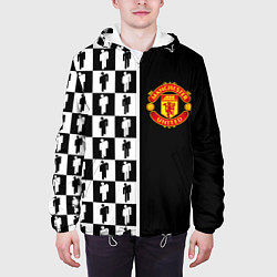 Куртка с капюшоном мужская Манчестер Юнайтед текстура люди, цвет: 3D-белый — фото 2
