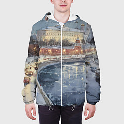 Куртка с капюшоном мужская Новогодние праздники в Москве, цвет: 3D-белый — фото 2