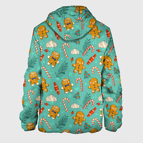 Мужская куртка Новогодний паттерн печенье с конфетами / 3D-Белый – фото 2