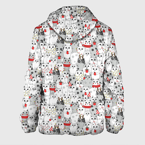 Мужская куртка Новогодние котики / 3D-Белый – фото 2