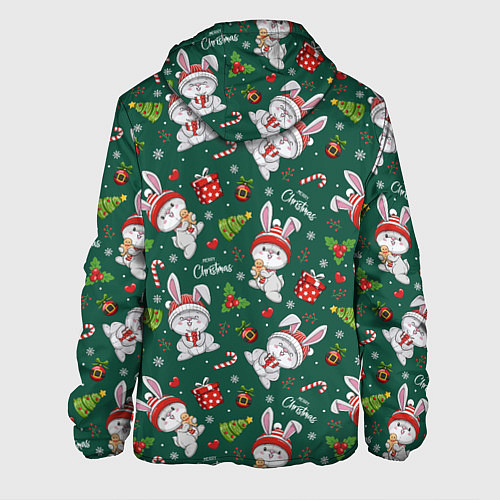 Мужская куртка Новогодние зайчики / 3D-Белый – фото 2