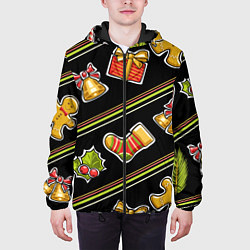 Куртка с капюшоном мужская Рождественский дух, цвет: 3D-черный — фото 2