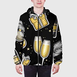 Куртка с капюшоном мужская Новогодний вайб, цвет: 3D-черный — фото 2