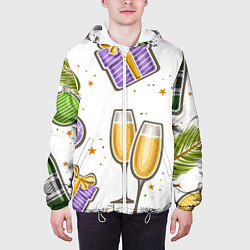 Куртка с капюшоном мужская Новогодний вайб, цвет: 3D-белый — фото 2