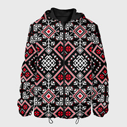 Куртка с капюшоном мужская Славянский орнамент обережный, цвет: 3D-черный
