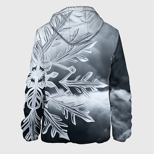 Мужская куртка Снежинка на черно белое / 3D-Белый – фото 2