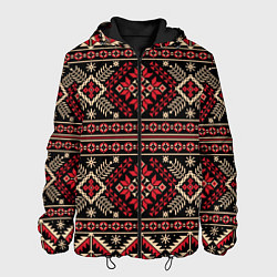 Куртка с капюшоном мужская Этнический славянский орнамент, цвет: 3D-черный