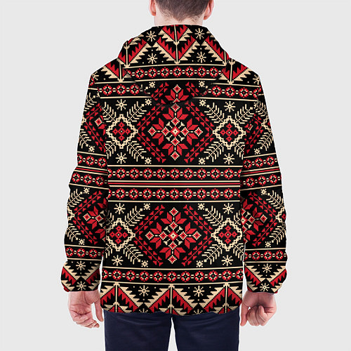 Мужская куртка Этнический славянский орнамент / 3D-Черный – фото 4