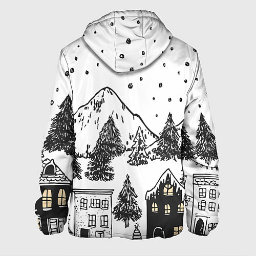 Мужская куртка Заснеженный черно-белый город / 3D-Белый – фото 2