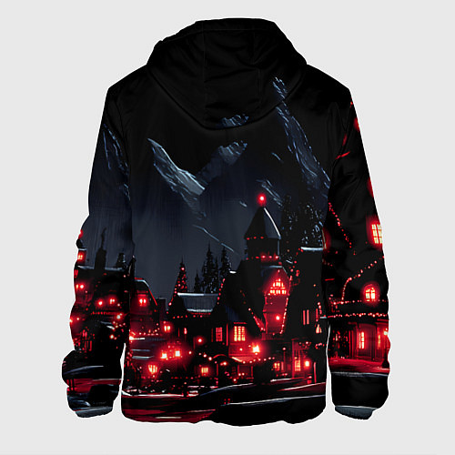 Мужская куртка Новогодняя ночь и красные гирлянды / 3D-Белый – фото 2