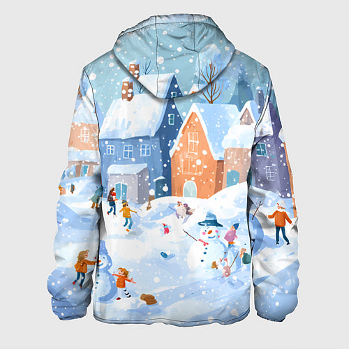 Мужская куртка Предновогодний день во дворе / 3D-Белый – фото 2