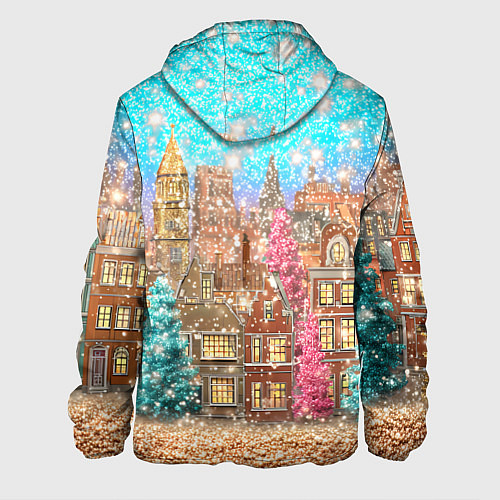 Мужская куртка Новогодний город в блестках / 3D-Белый – фото 2