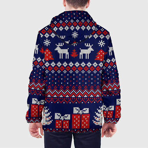 Мужская куртка Новогодний вязаный паттерн / 3D-Черный – фото 4