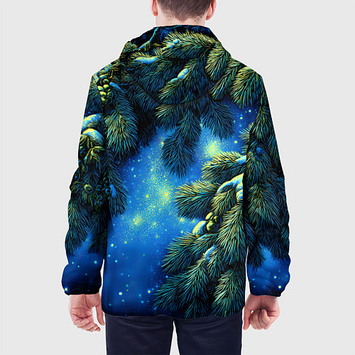 Мужская куртка Новогодние ветки елки / 3D-Черный – фото 4