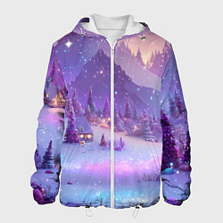 Куртка с капюшоном мужская Новогодняя магическая атмосфера, цвет: 3D-белый