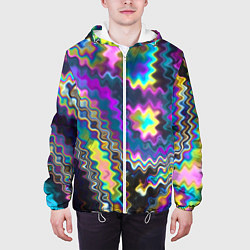 Куртка с капюшоном мужская Абстракция переливы, цвет: 3D-белый — фото 2