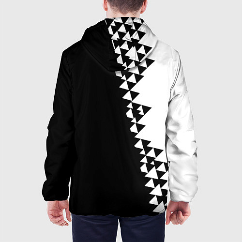 Мужская куртка Juventus черно белая геометрия текстура / 3D-Черный – фото 4