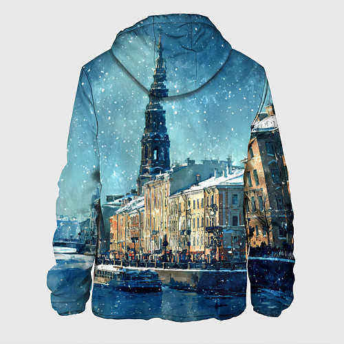 Мужская куртка Снегопад в Санкт-Петербурге / 3D-Белый – фото 2