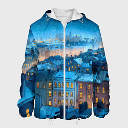 Куртка с капюшоном мужская Крыши зимнего Питера, цвет: 3D-белый