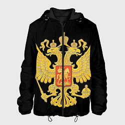 Куртка с капюшоном мужская Герб России: золото, цвет: 3D-черный