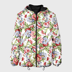 Куртка с капюшоном мужская Цветы, цвет: 3D-черный