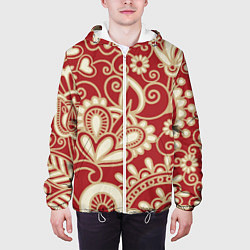 Куртка с капюшоном мужская Хохломская роспись, цвет: 3D-белый — фото 2