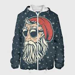 Куртка с капюшоном мужская Санта хипстер, цвет: 3D-белый