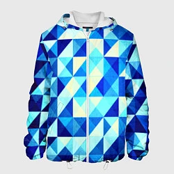 Куртка с капюшоном мужская Синяя геометрия, цвет: 3D-белый