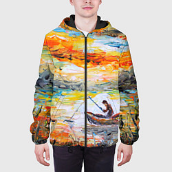 Куртка с капюшоном мужская Рыбак на лодке, цвет: 3D-черный — фото 2