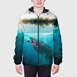Куртка с капюшоном мужская Рыбалка на спиннинг, цвет: 3D-черный — фото 2
