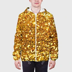 Куртка с капюшоном мужская Золотое мерцание, цвет: 3D-белый — фото 2
