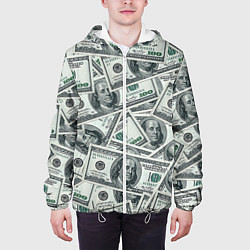 Куртка с капюшоном мужская Банкноты, цвет: 3D-белый — фото 2