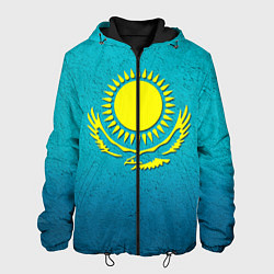 Куртка с капюшоном мужская Флаг Казахстана, цвет: 3D-черный