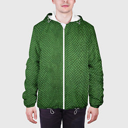 Куртка с капюшоном мужская Змеиная зеленая кожа, цвет: 3D-белый — фото 2